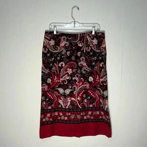 Christopher & Banks Midi Stretch Paisley Pencil Skirt 1001